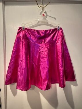 JODIFL Metallic Hot Pink Circle Skater Skirt